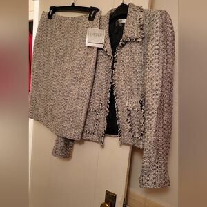 Kasper set tweed open-front jacket toffee + skirt multicolor size 4 half tag